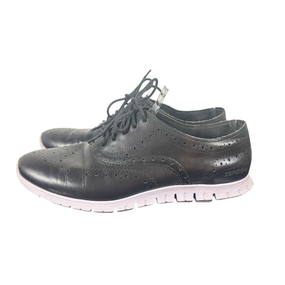 Cole Haan Black Leather Wingtip Oxford Sneakers - Size 8.5 - Picture 4 of 9